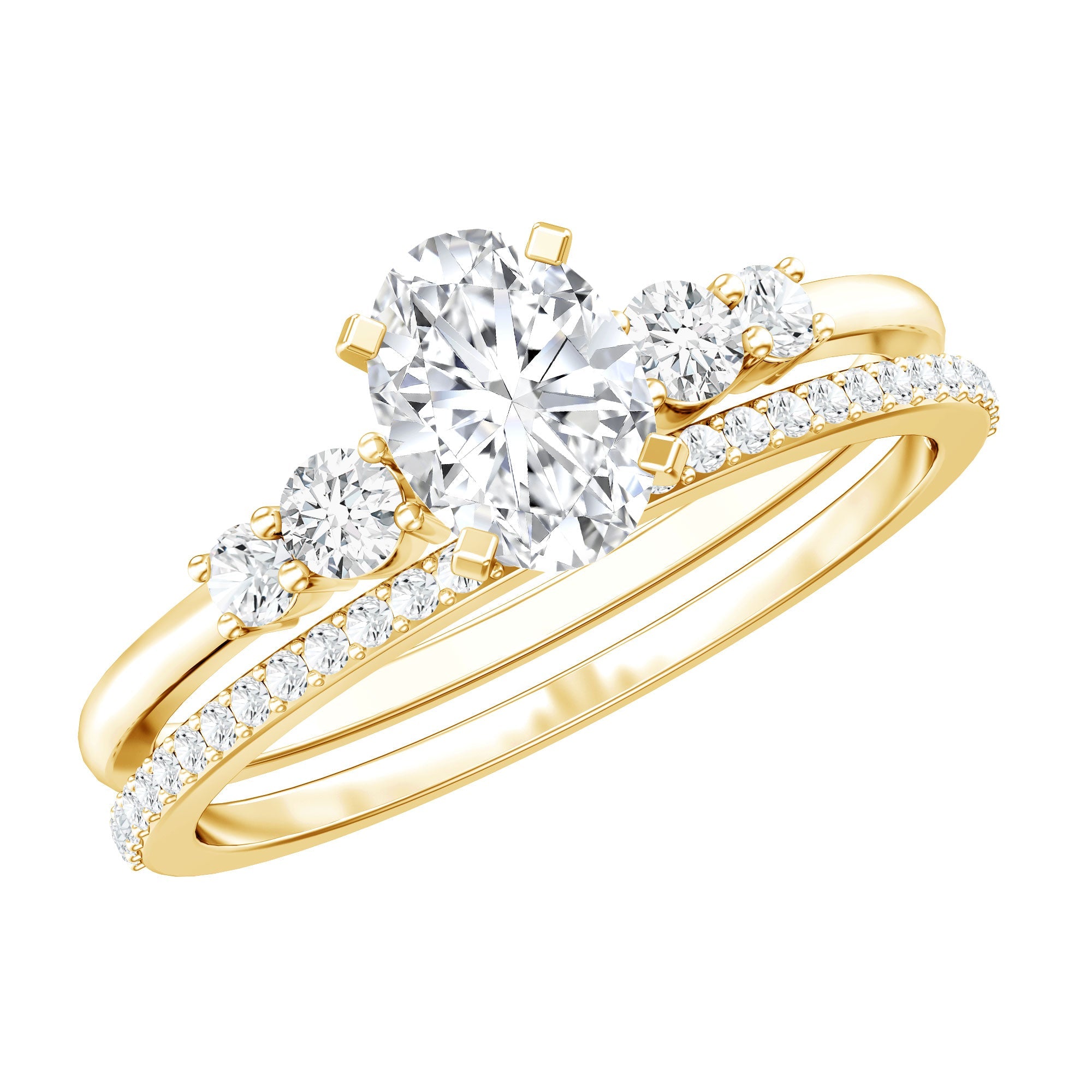 IGI Certified Lab Grown Diamond Engagement Ring with Wedding Band
