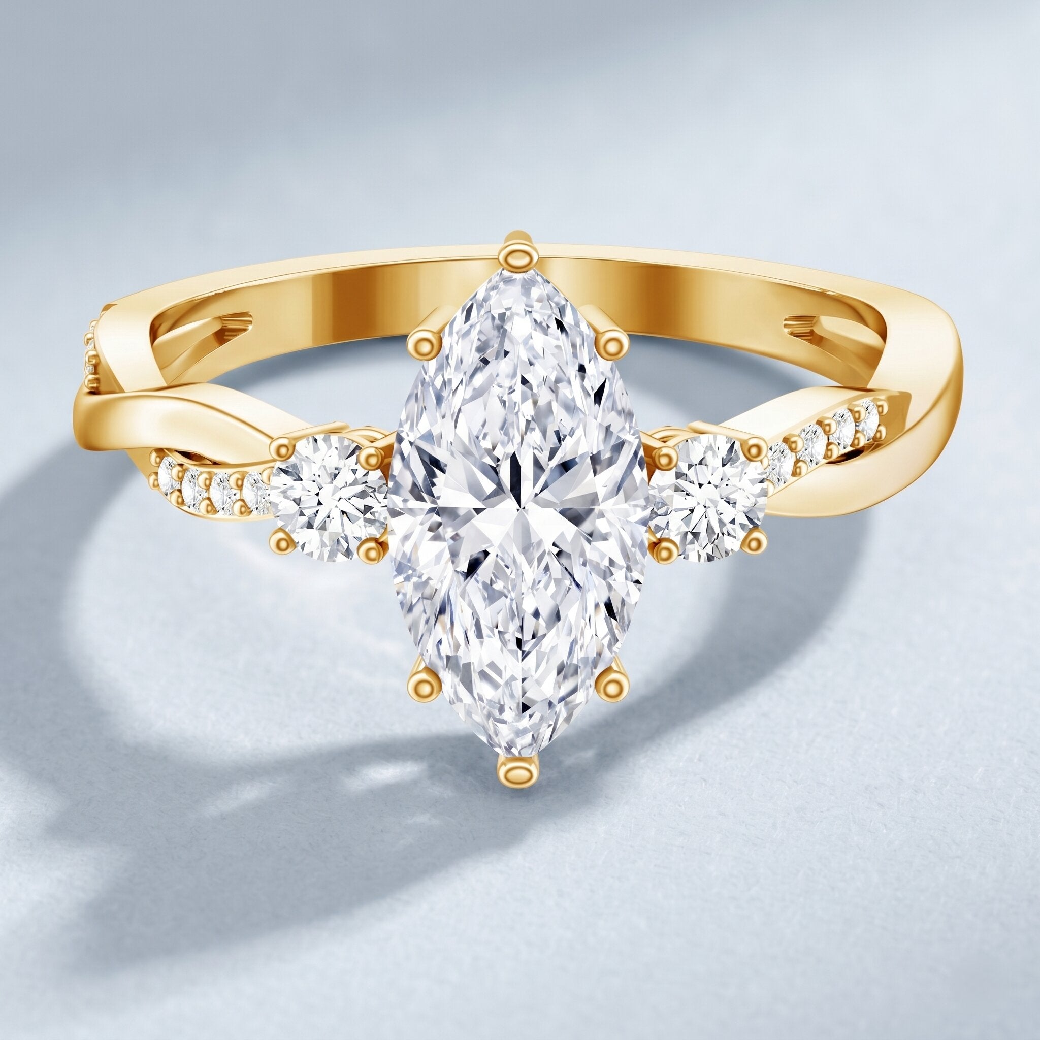 2 Carat Marquise Cut Lab Grown Diamond Crossover Engagement Ring with IGI Certificate
