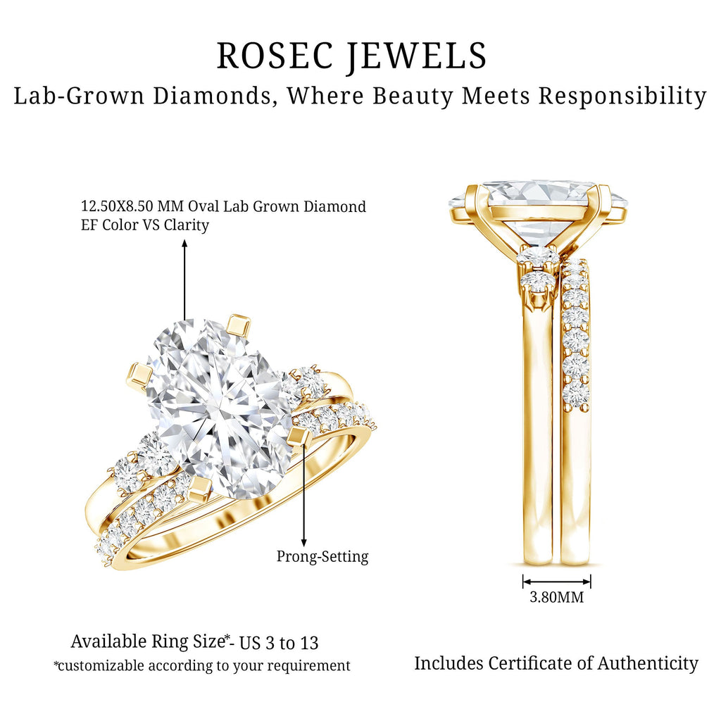 4 Carat Oval Wedding Ring Set with IGI Certified Lab Grown Diamond