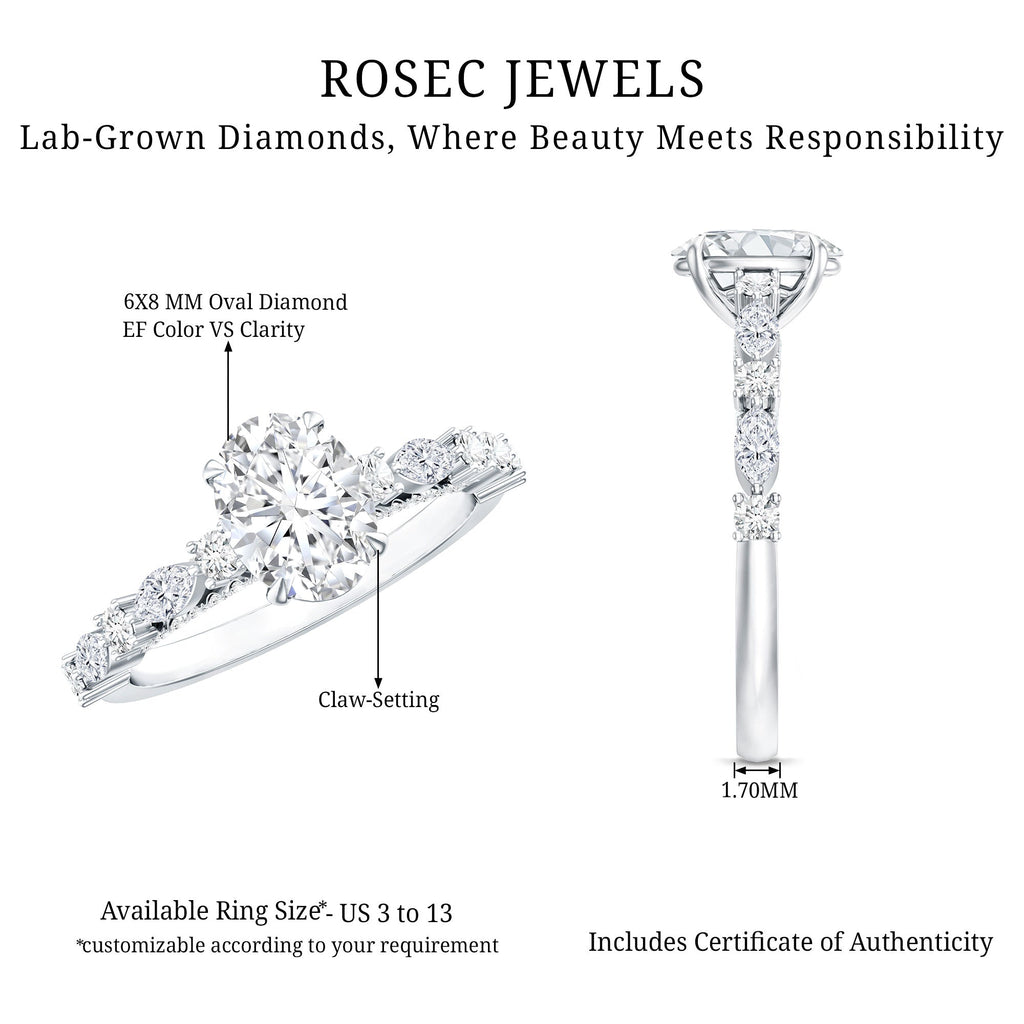 1.2 Carat IGI Certified Oval Cut Lab Grown Diamond Solitaire Engagement Ring