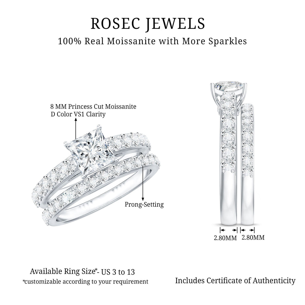 IGI Certified 1 Carat Lab Grown Diamond Princess Cut Engagement Ring with Band