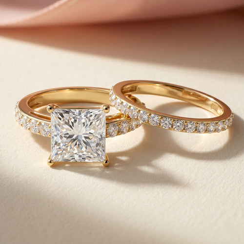 5 Carat IGI Certified Princess Cut Lab Diamond Engagement Ring with Band
