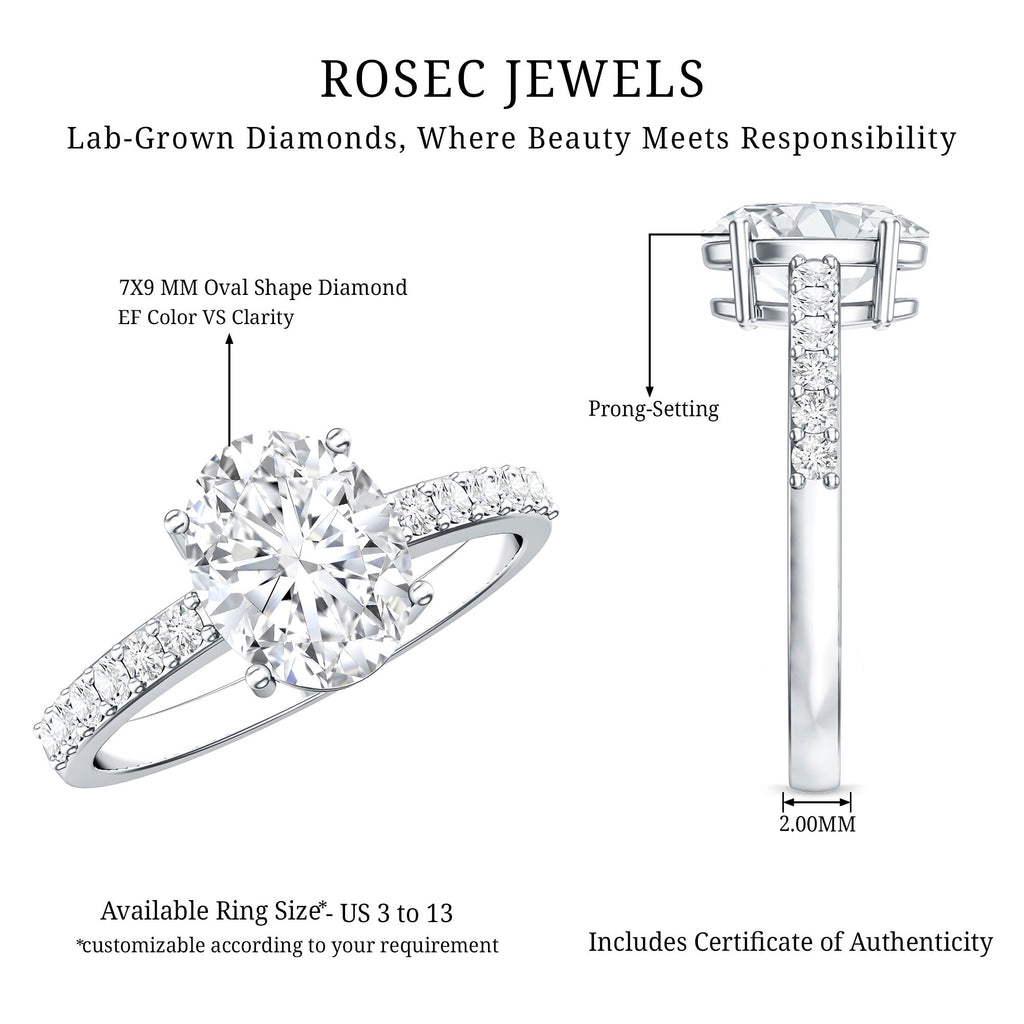 Lab Grown 2 Carat Diamond Oval Engagement Ring with IGI Certificate