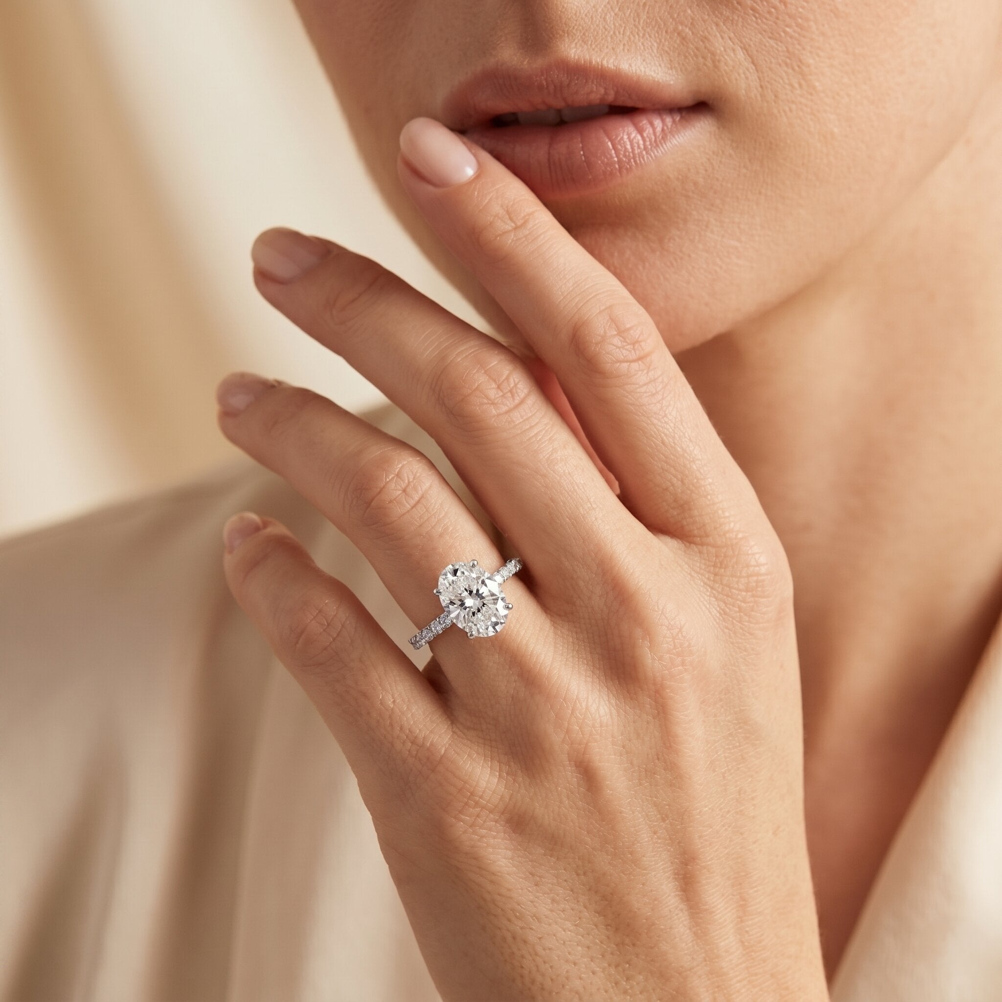 Lab Grown 2 Carat Diamond Oval Engagement Ring with IGI Certificate