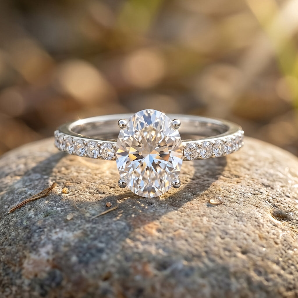 Lab Grown 2 Carat Diamond Oval Engagement Ring with IGI Certificate