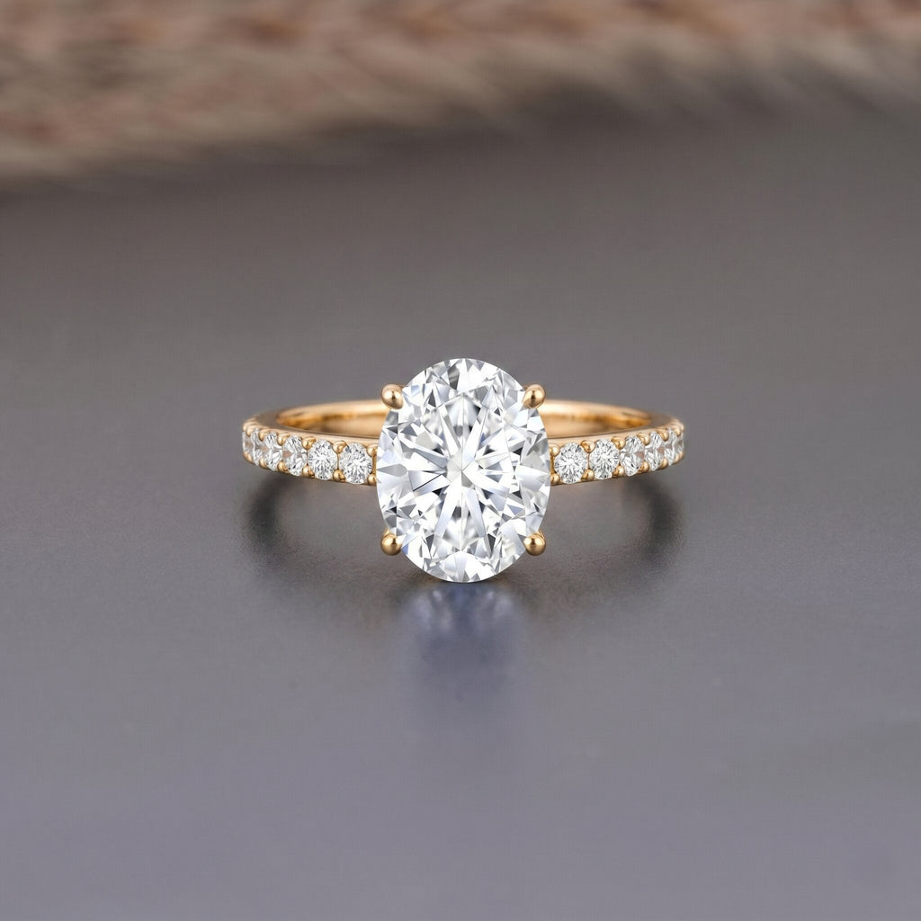 Lab Grown 2 Carat Diamond Oval Engagement Ring with IGI Certificate