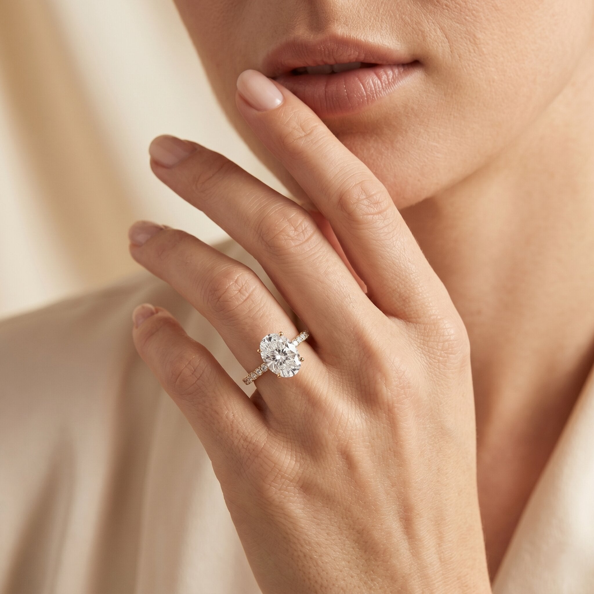 Lab Grown 2 Carat Diamond Oval Engagement Ring with IGI Certificate