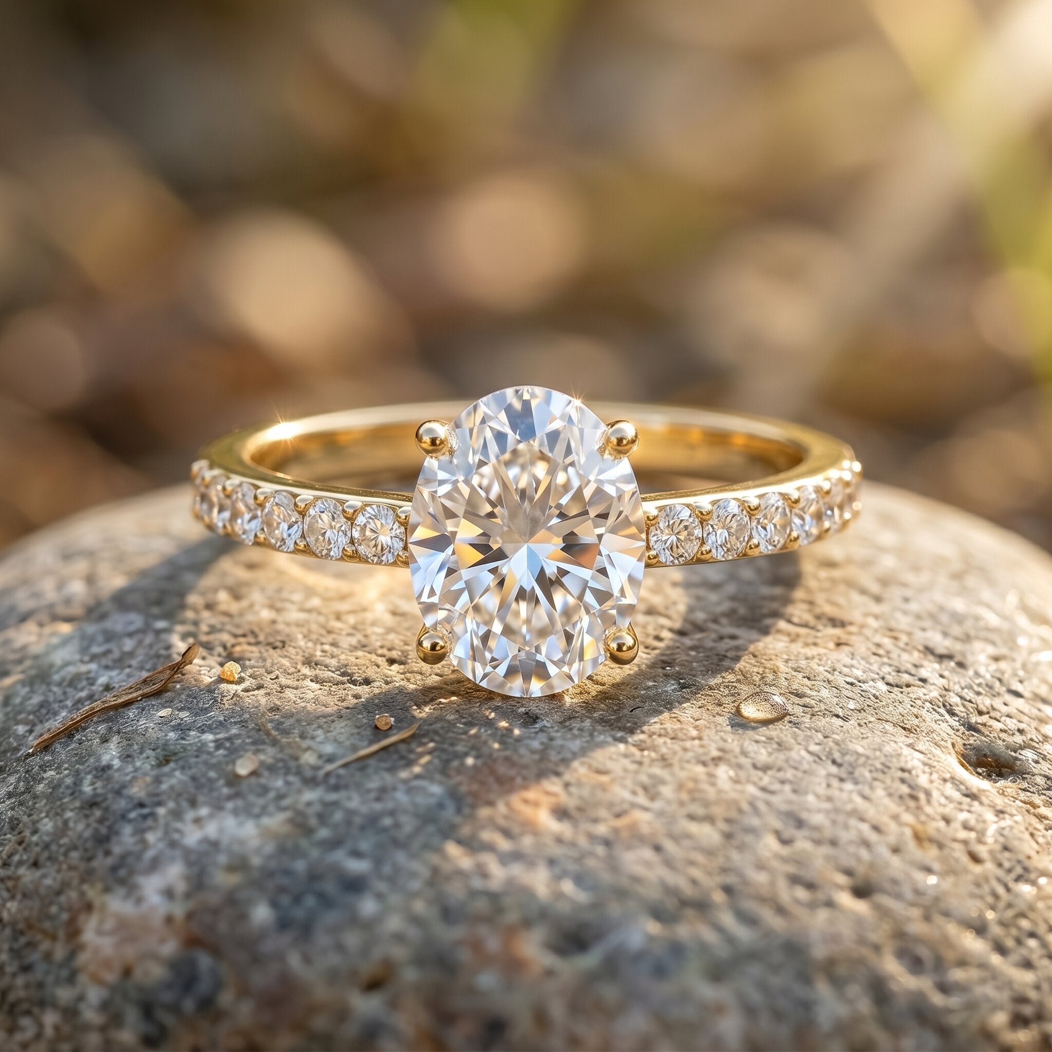 Lab Grown 2 Carat Diamond Oval Engagement Ring with IGI Certificate