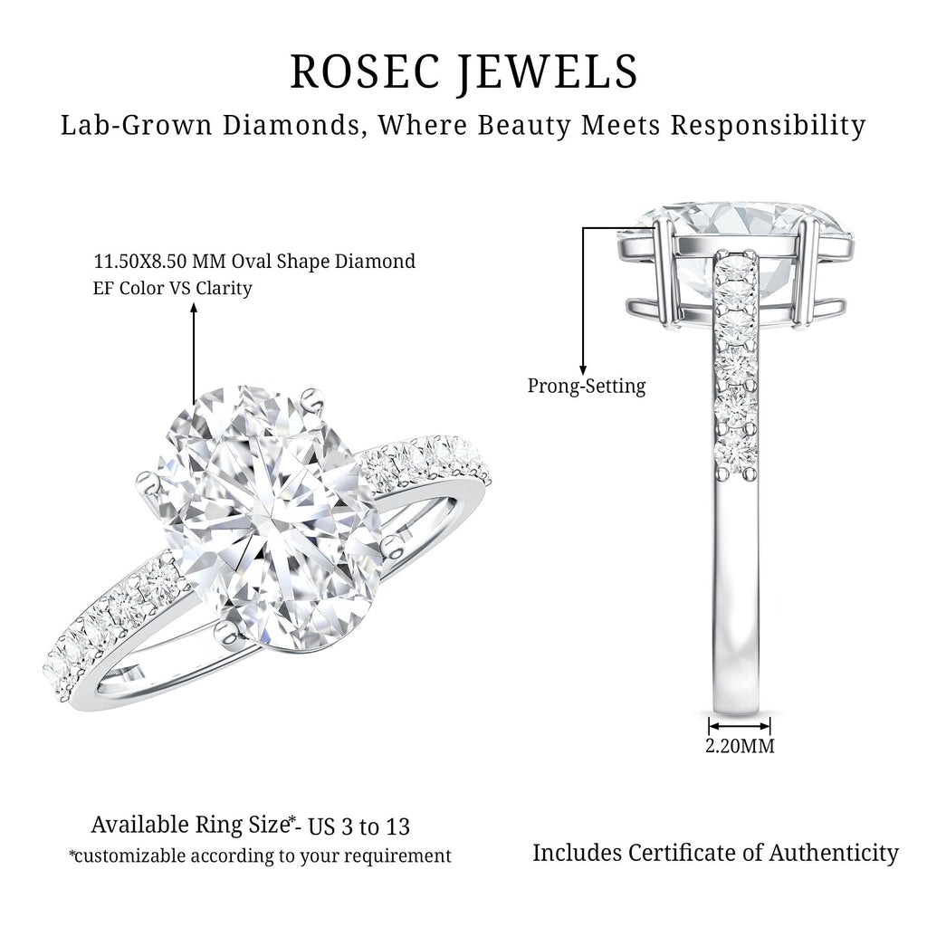 IGI Certified 3 Carat Lab Grown Oval Diamond Engagement Ring for Women