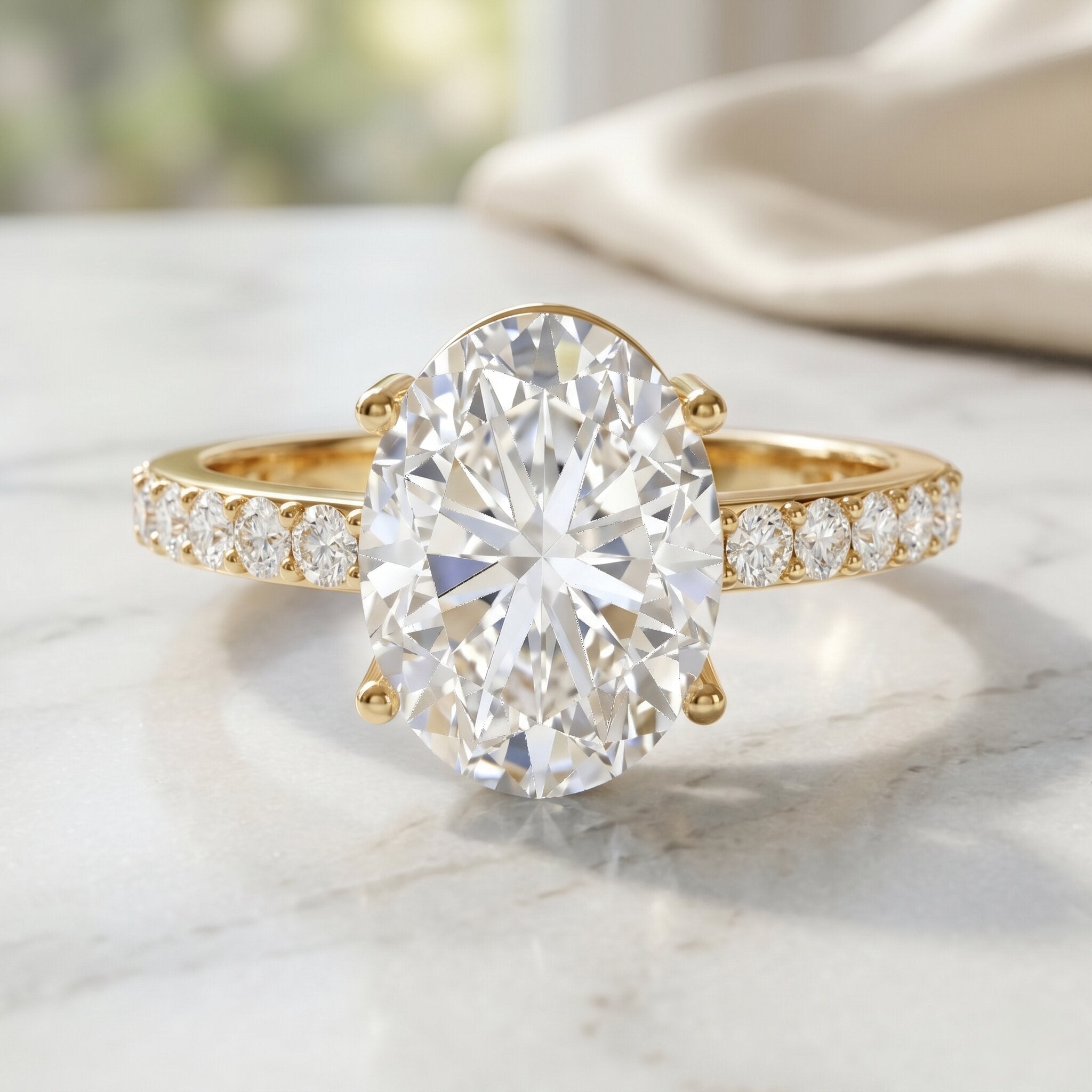 IGI Certified 3 Carat Lab Grown Oval Diamond Engagement Ring for Women