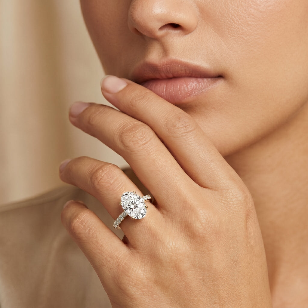 IGI Certified 3 Carat Lab Grown Oval Diamond Engagement Ring for Women