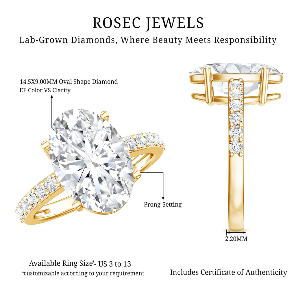 IGI Certified 4 Carat Oval Lab Grown Diamond Huge Engagement Ring