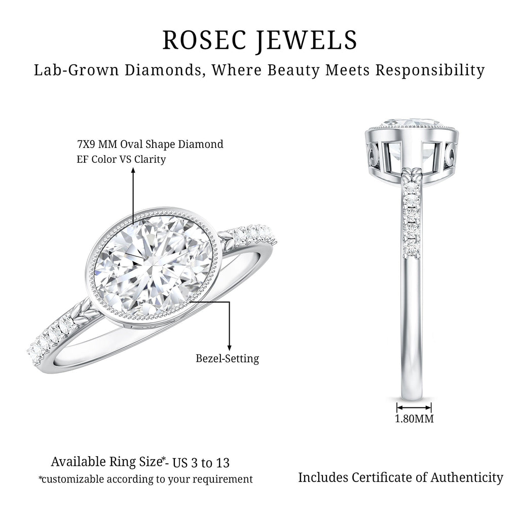 IGI Certified Lab Diamond Engagement Ring with 2 Carat Oval