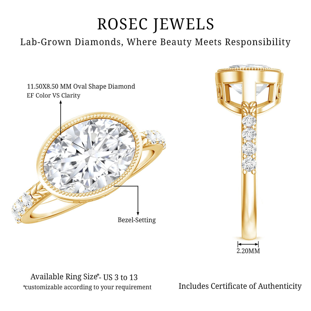 3 Carat Big Lab Grown Diamond Bezel Set Engagement Ring with IGI Certificate
