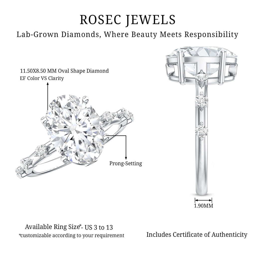 3 Carat Oval Lab Grown Diamond Solitaire Engagement Ring with IGI Certificate