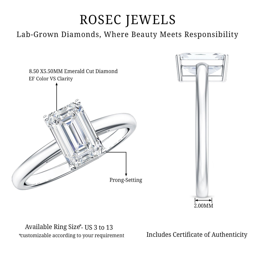Emerald Cut 2 Carat Engagement Ring with IGI Certified Lab Diamond