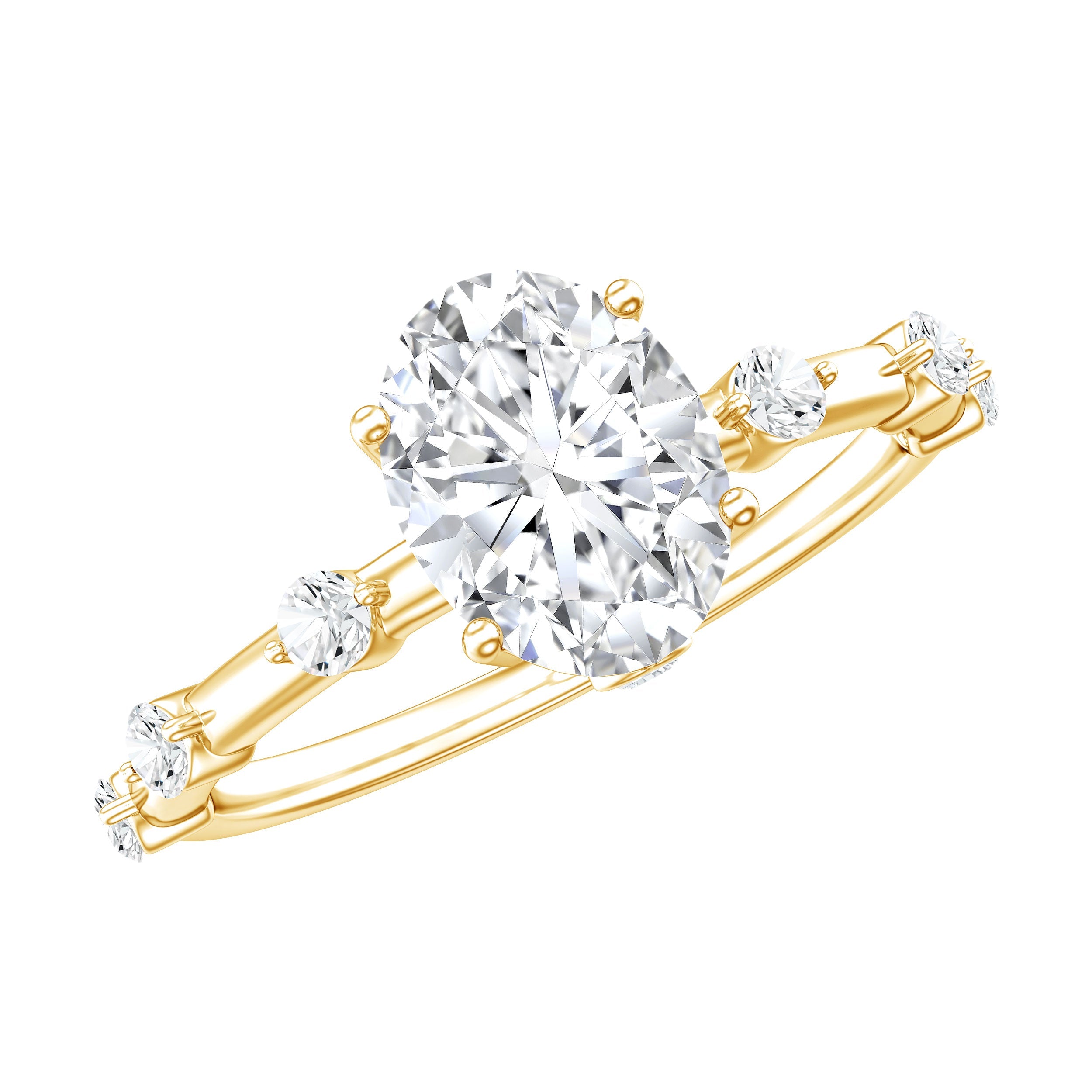 IGI Certified 1.2 Carat Oval Lab Grown Diamond Engagement Ring with Spaced Accent