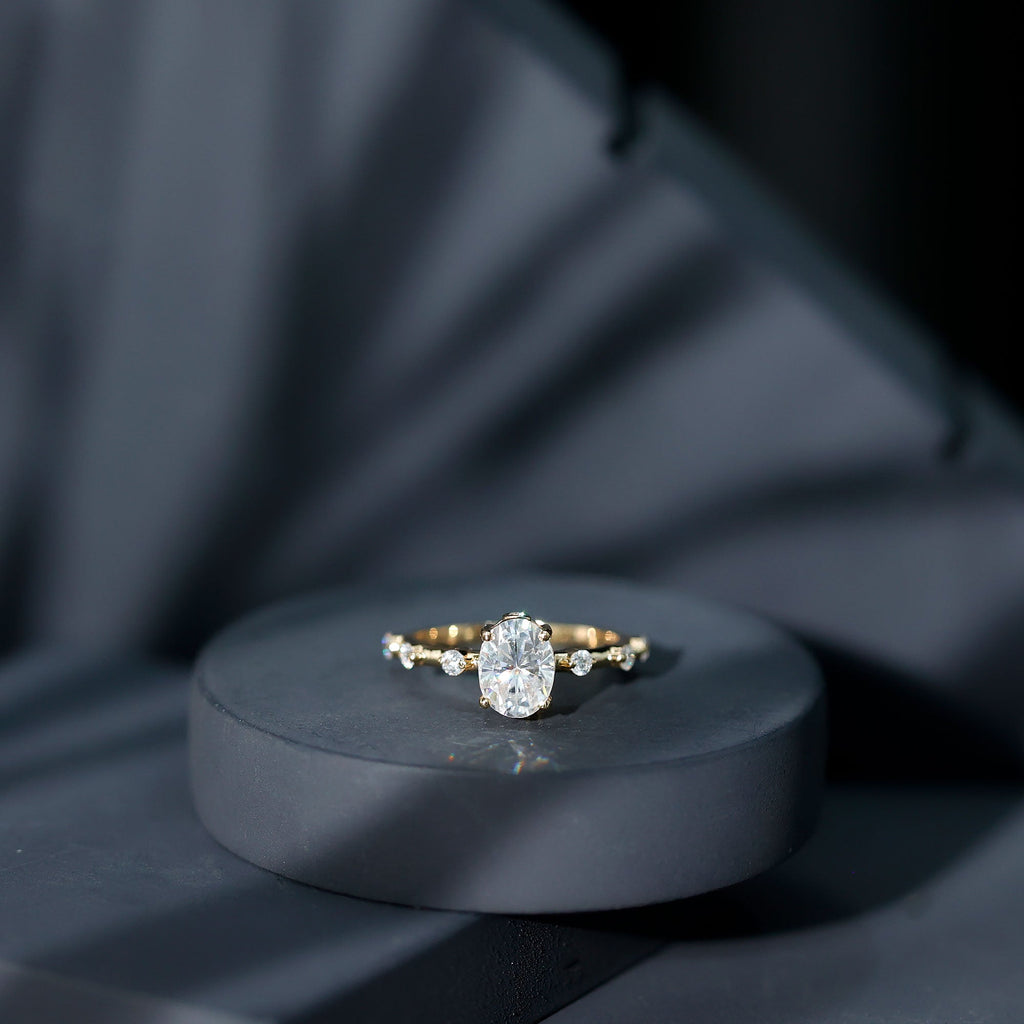 IGI Certified 1.2 Carat Oval Lab Grown Diamond Engagement Ring with Spaced Accent