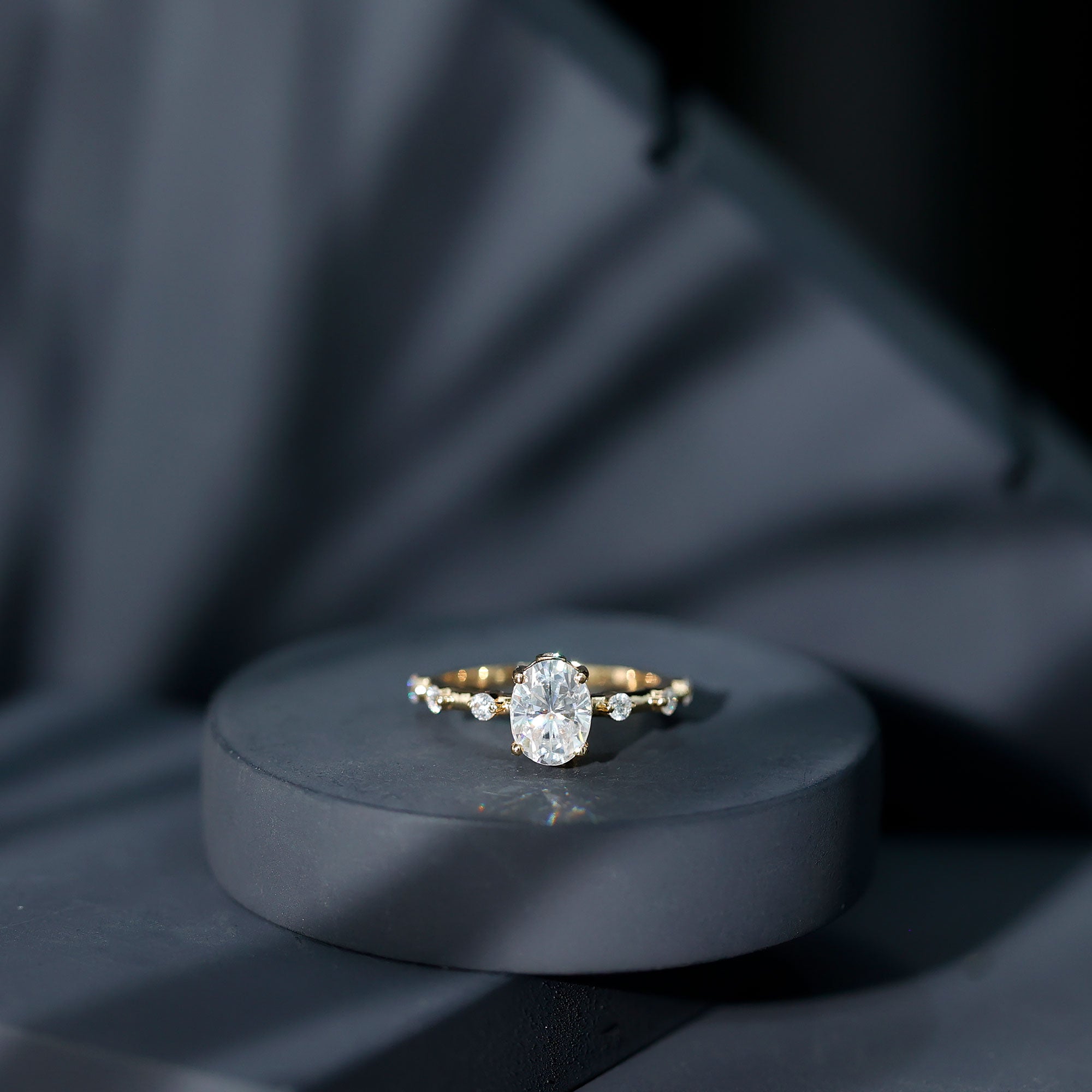 IGI Certified 1.2 Carat Oval Lab Grown Diamond Engagement Ring with Spaced Accent