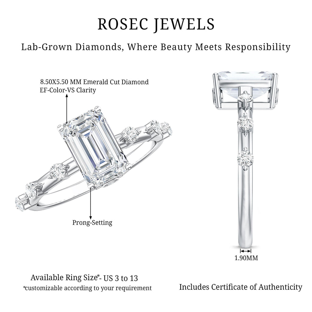 Emerald Cut 2 Carat Lab Grown Diamond Engagement Ring IGI Certified