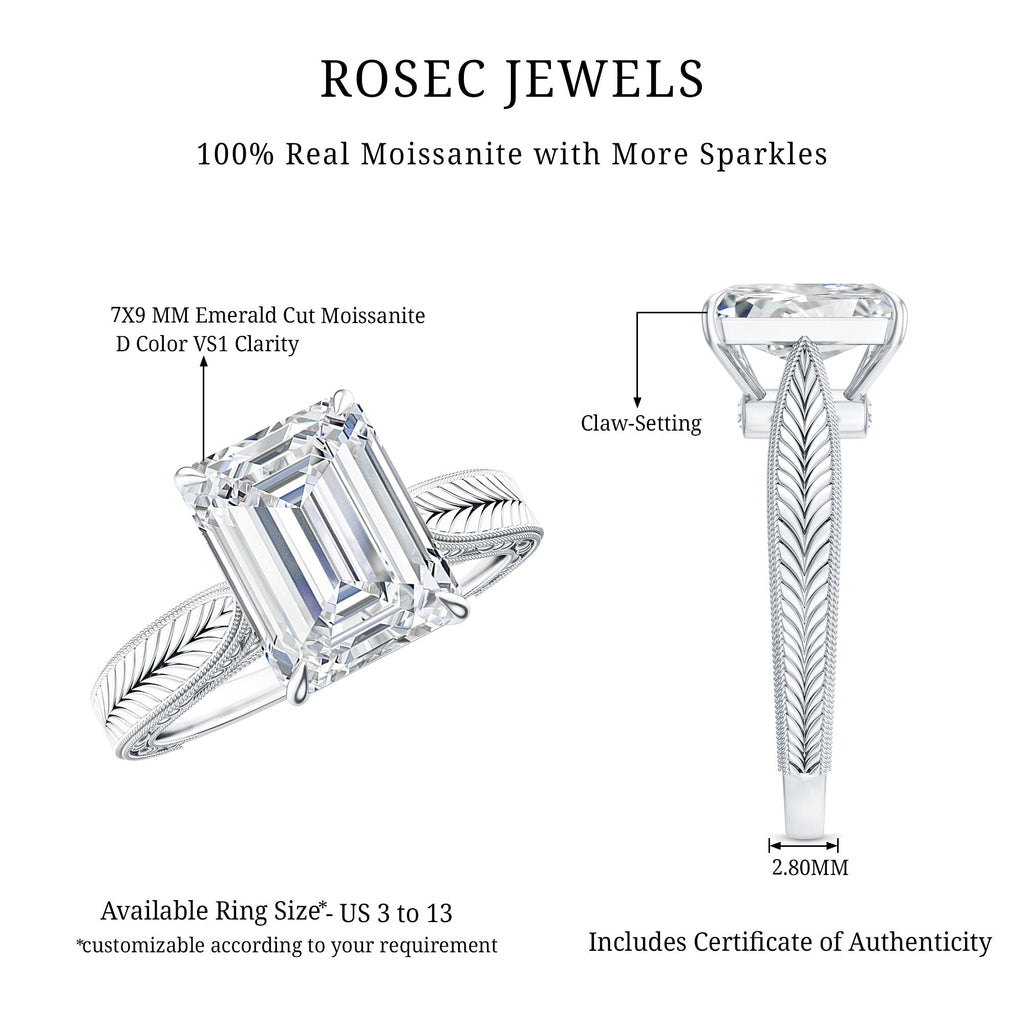 Ethically Sourced 3 Carat Lab Grown Diamond Emerald Cut Engagement Ring IGI Certified