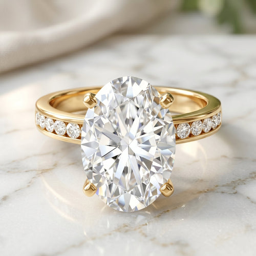 4 Carat Oval Shaped Lab Grown Diamond Huge Engagement Ring with IGI Certificate