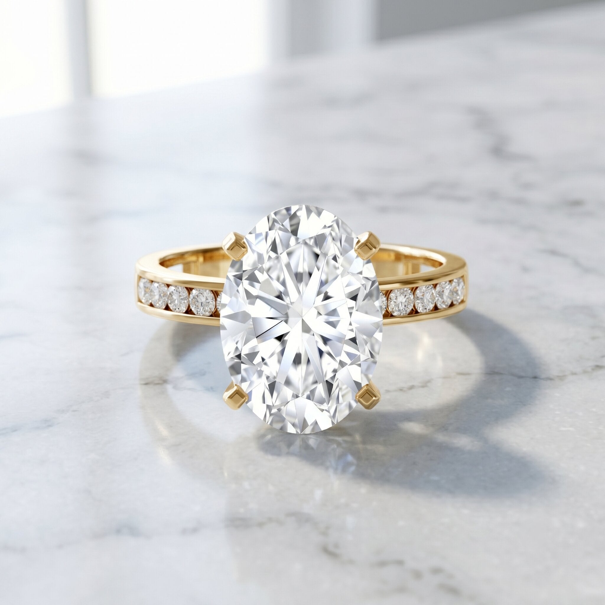 Oval Cut 5 Carat Lab Grown Diamond Big Engagement Ring with IGI Certificate