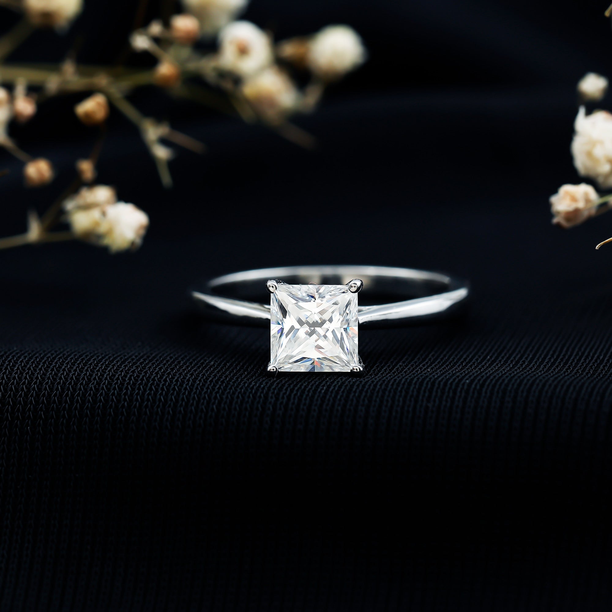 Solitaire 2 Carat Lab Created Diamond Princess Cut Engagement Ring IGI Certified