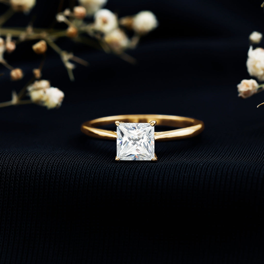 Solitaire 2 Carat Lab Created Diamond Princess Cut Engagement Ring IGI Certified
