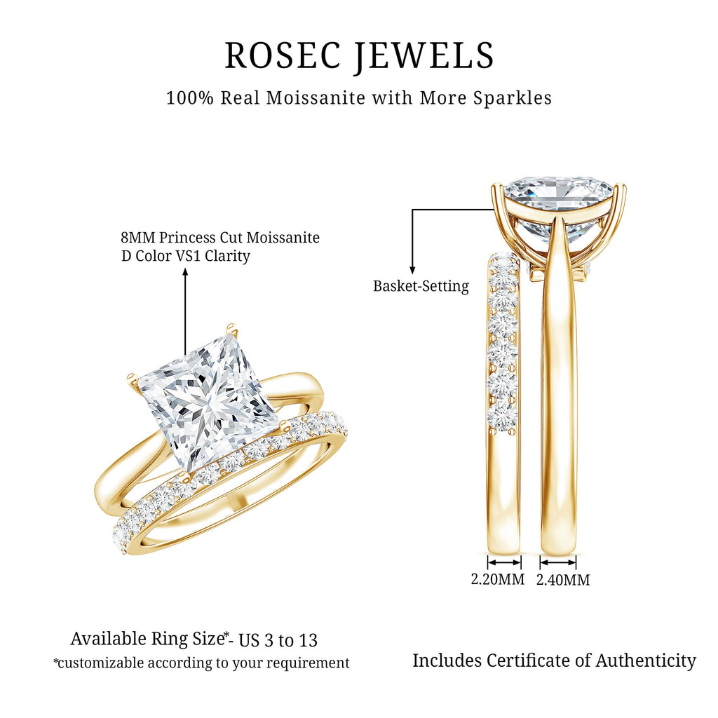 IGI Certified 2 Carat Lab Grown Diamond Princess Cut Engagement Ring With Wedding Band