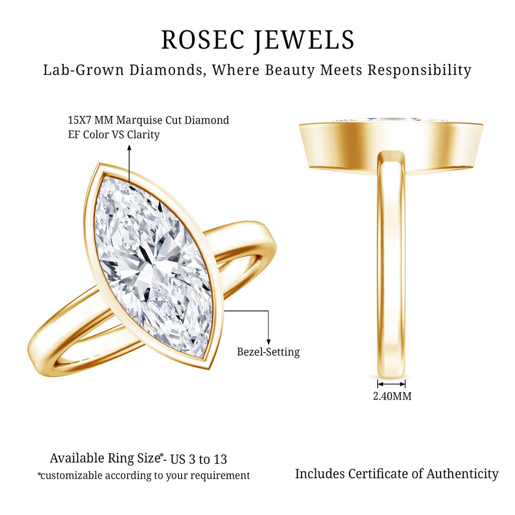 IGI Certified 3 Carat Solitaire Lab Grown Diamond Marquise Cut Engagement Ring