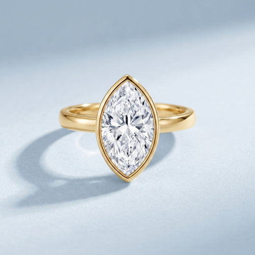 4 Carat Marquise Cut Lab Grown Diamond Bezel Engagement Ring with IGI Certificate