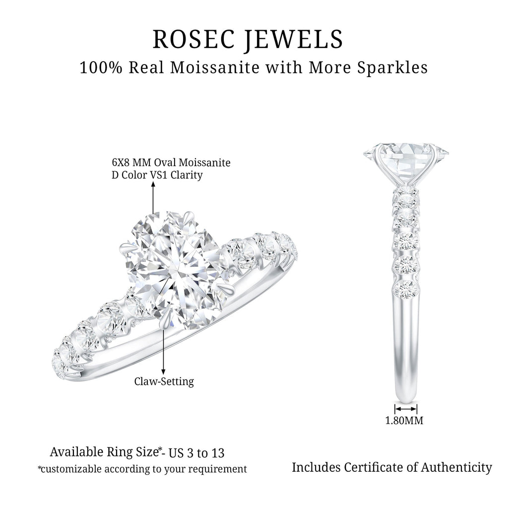 1 Carat Oval Cut Lab Grown Diamond Side Stone Engagement Ring IGI Certified