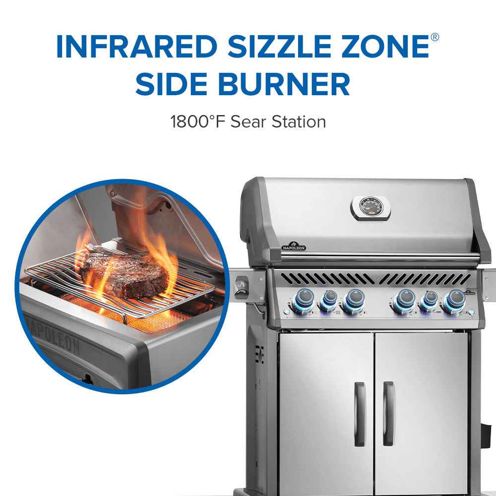 Parrilla a gas Patio Elegance Rogue PRO‑S 525 RSIB con quemadores laterales y traseros infrarrojos