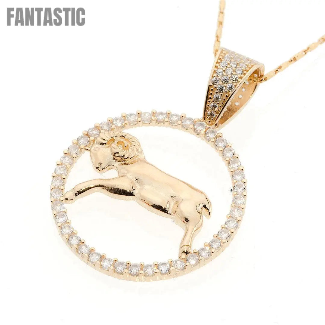Radiate Confidence with the Aries Zodiac Pendant in 14K Gold and CZ