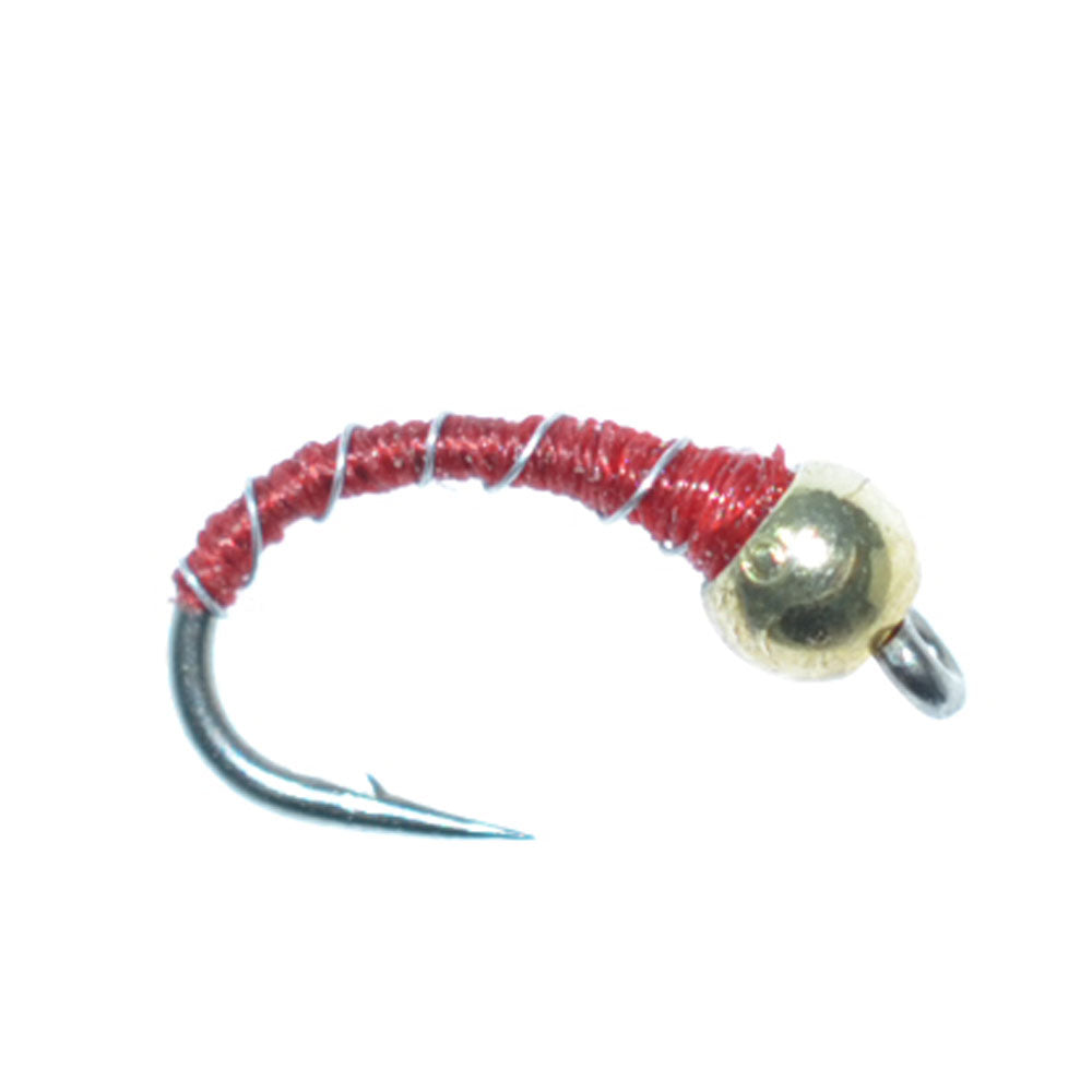 Bead Head Red Zebra Midge Still Water Nymph 6 Flies Hook Size 20