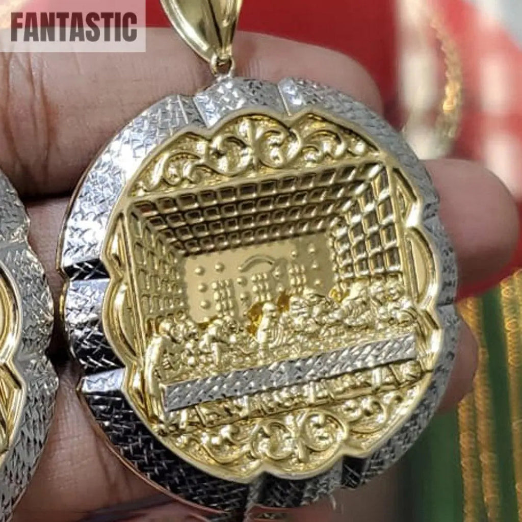 Colgante La Última Cena Redondeado | Oro de 14K tamaño mediano