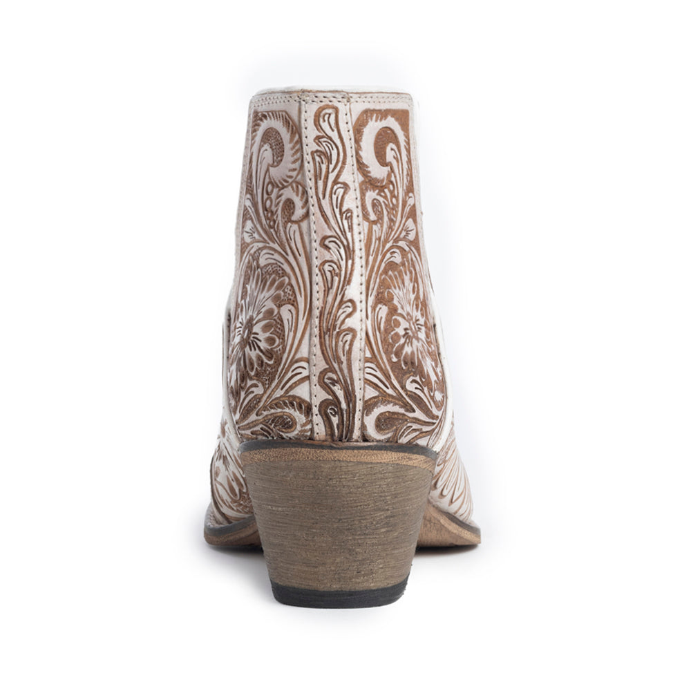 Botines Western Moxie Grabados a Mano en Chocolate Blanco