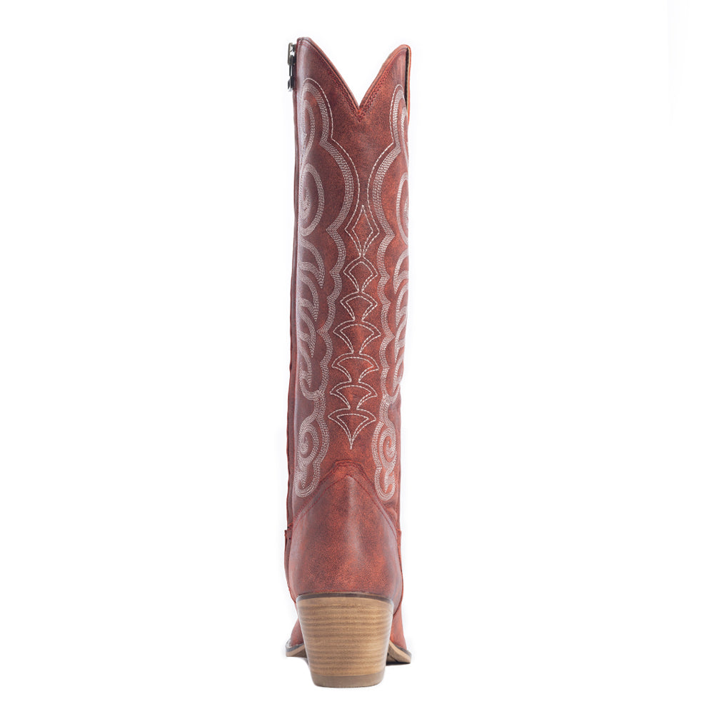 Botas de cuero Myra Nalejandra para mujer – Costuras estilo espiral del oeste, tacón bajo para estilo campestre y comodidad diaria