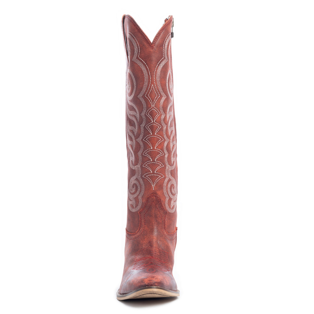 Botas de cuero Myra Nalejandra para mujer – Costuras estilo espiral del oeste, tacón bajo para estilo campestre y comodidad diaria
