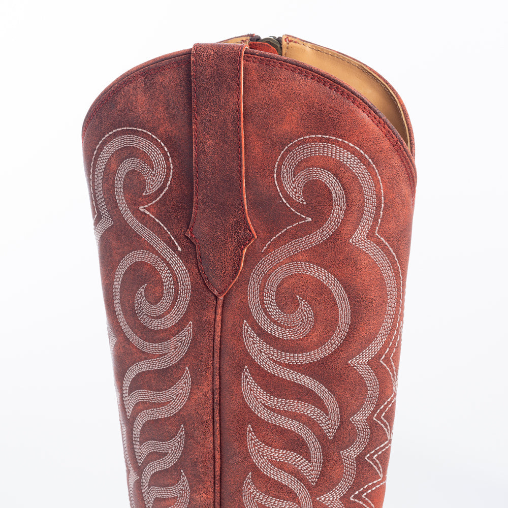 Botas de cuero Myra Nalejandra para mujer – Costuras estilo espiral del oeste, tacón bajo para estilo campestre y comodidad diaria