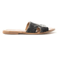 Myra Daleena Anne Leather Slide Sandals for Women – Western Style Open-Toe Flats with Natural Hairon Pattern