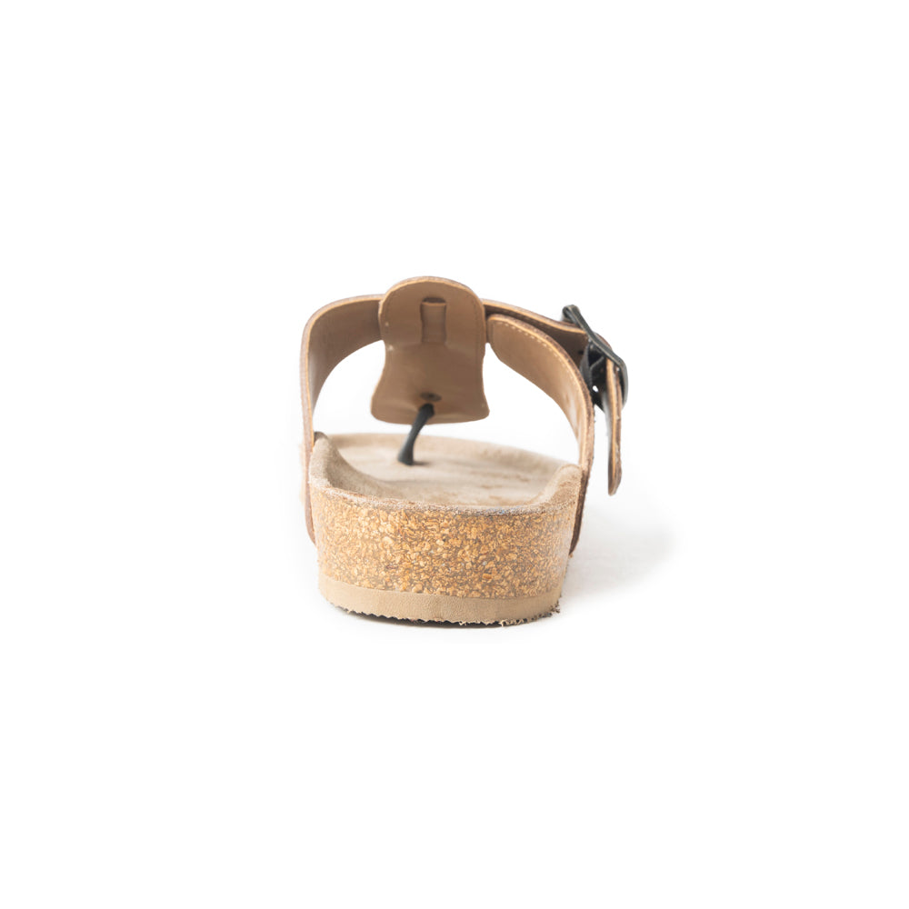 Sandalias Planas de Cuero Myra Balinda Ridge con Correa en T para Mujer - Sandalias Western Grabadas con Suela Acolchada para Comodidad Diaria
