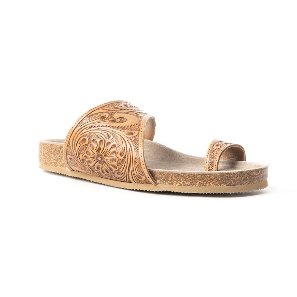 Myra Eastward Winds Leder-Sandalen für Damen – Korksohle, Antik-Finish für Western-Komfort