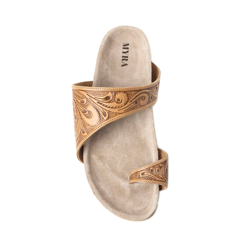 Myra Eastward Winds Leder-Sandalen für Damen – Korksohle, Antik-Finish für Western-Komfort