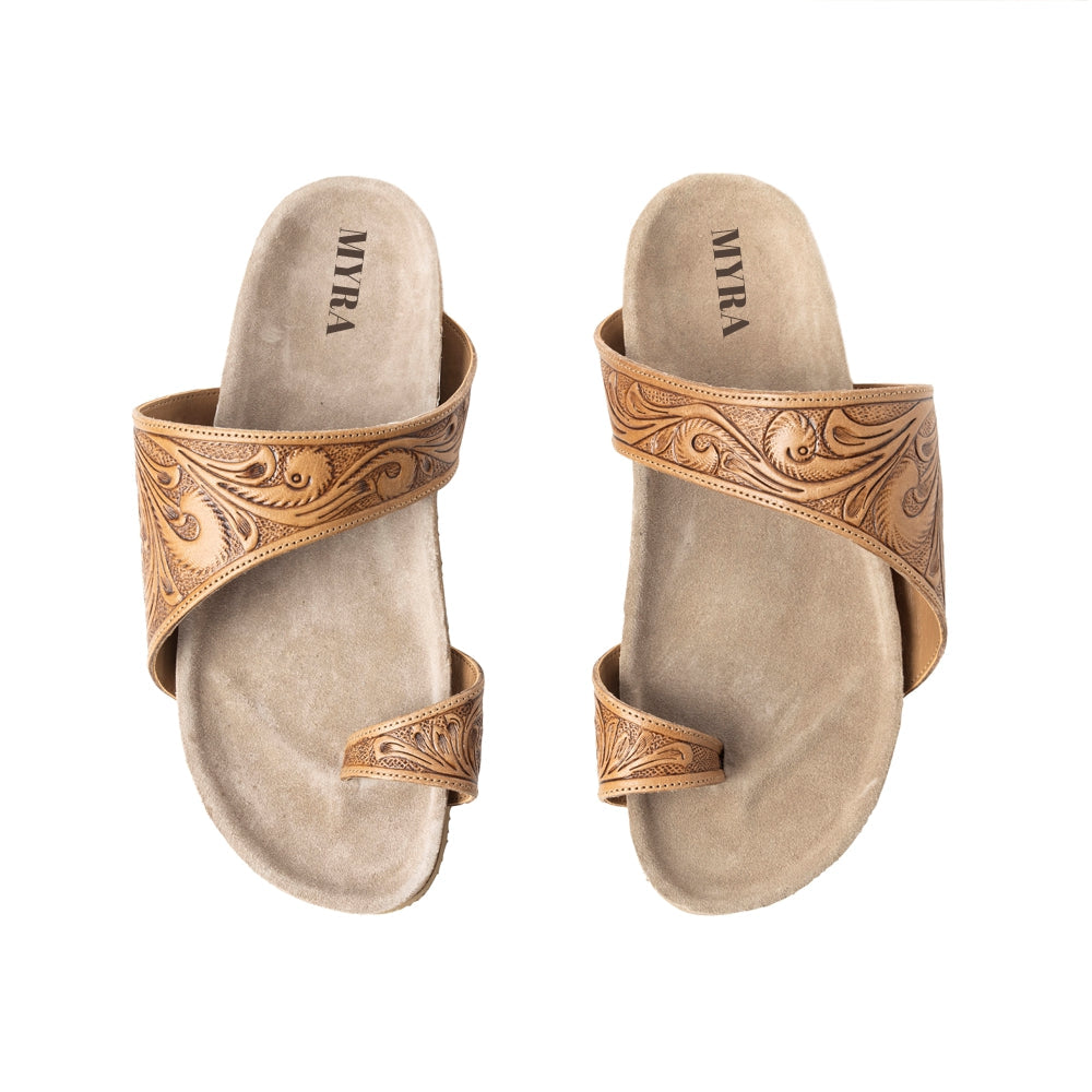 Myra Eastward Winds Leder-Sandalen für Damen – Korksohle, Antik-Finish für Western-Komfort