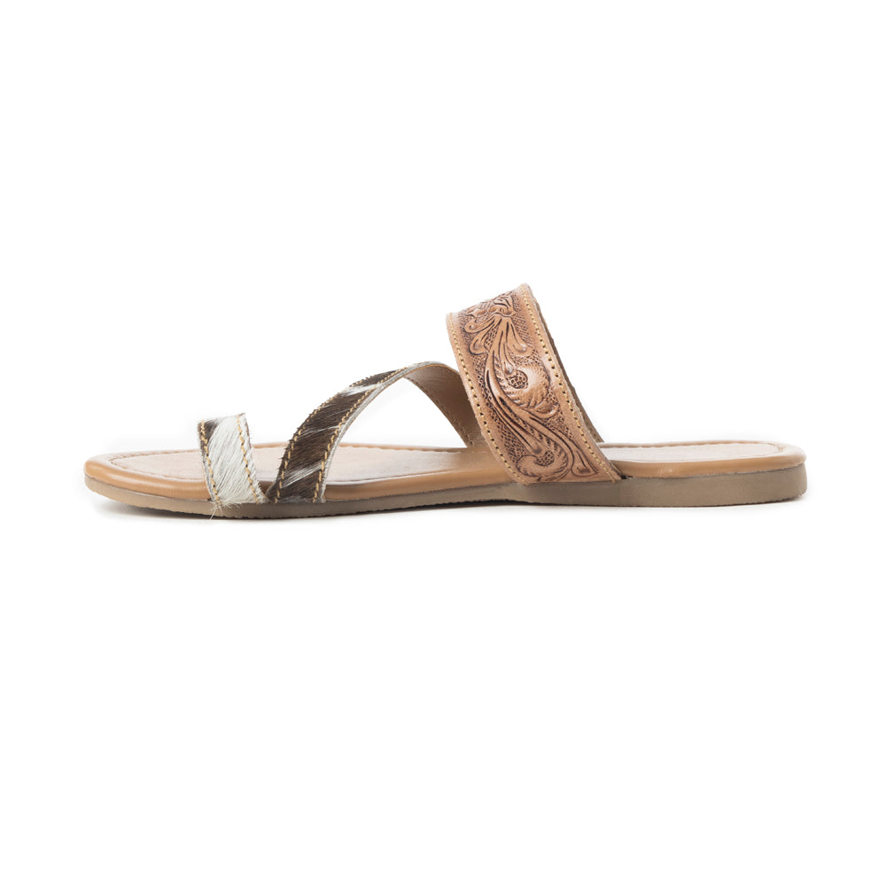 Sandalias Myra LaDonna Trail hechas a mano para mujer – Zapatillas sin cordones de pelo oscuro de estilo western para días de rancho y noches de rodeo