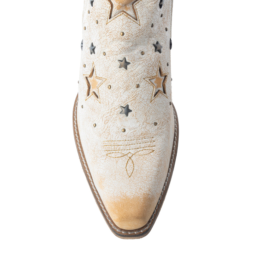 Botines estilo western Celestial Stardust en blanco