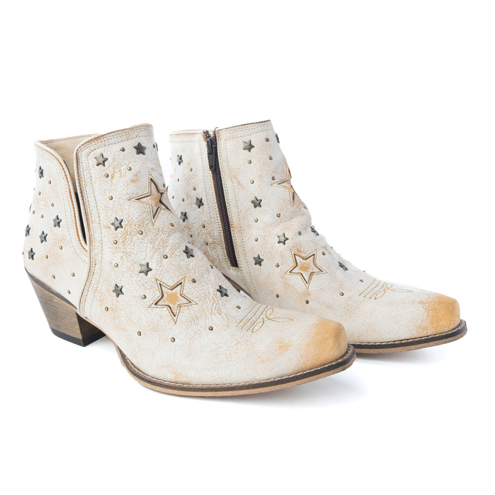 Botines estilo western Celestial Stardust en blanco