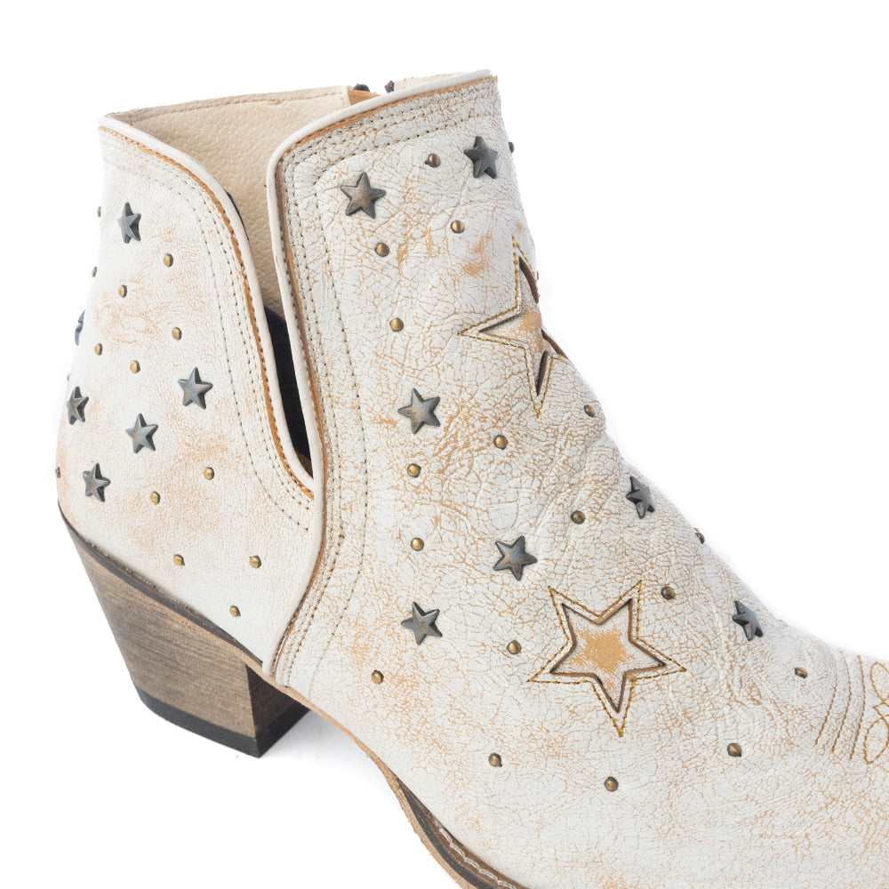 Botines estilo western Celestial Stardust en blanco